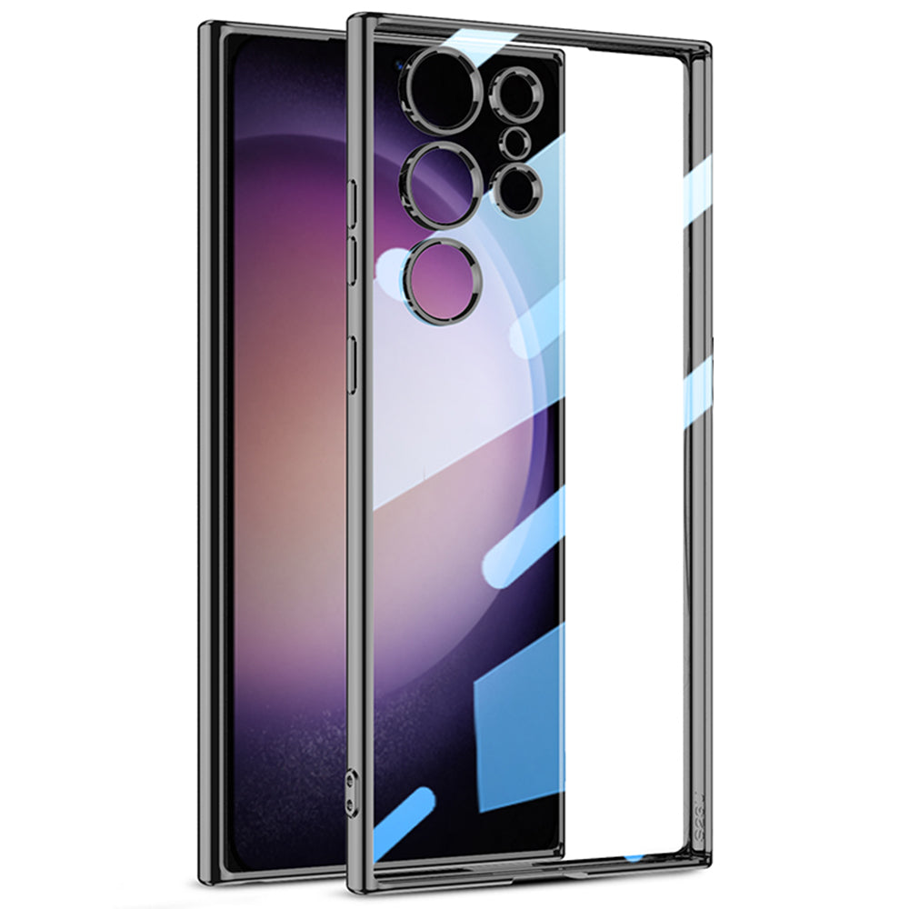 GKK til Samsung Galaxy S23 Ultra Clear TPU-telefonetui elektrobelagt kant stødsikkert beskyttelsescover GKK til Samsung Galaxy S23 Ultra Clear TPU-telefonetui elektrobelagt kant stødsikkert beskyttelsescover